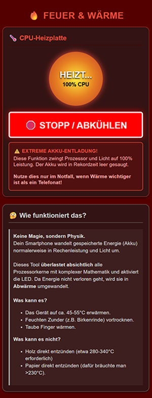 Feuer und Wärme Tool